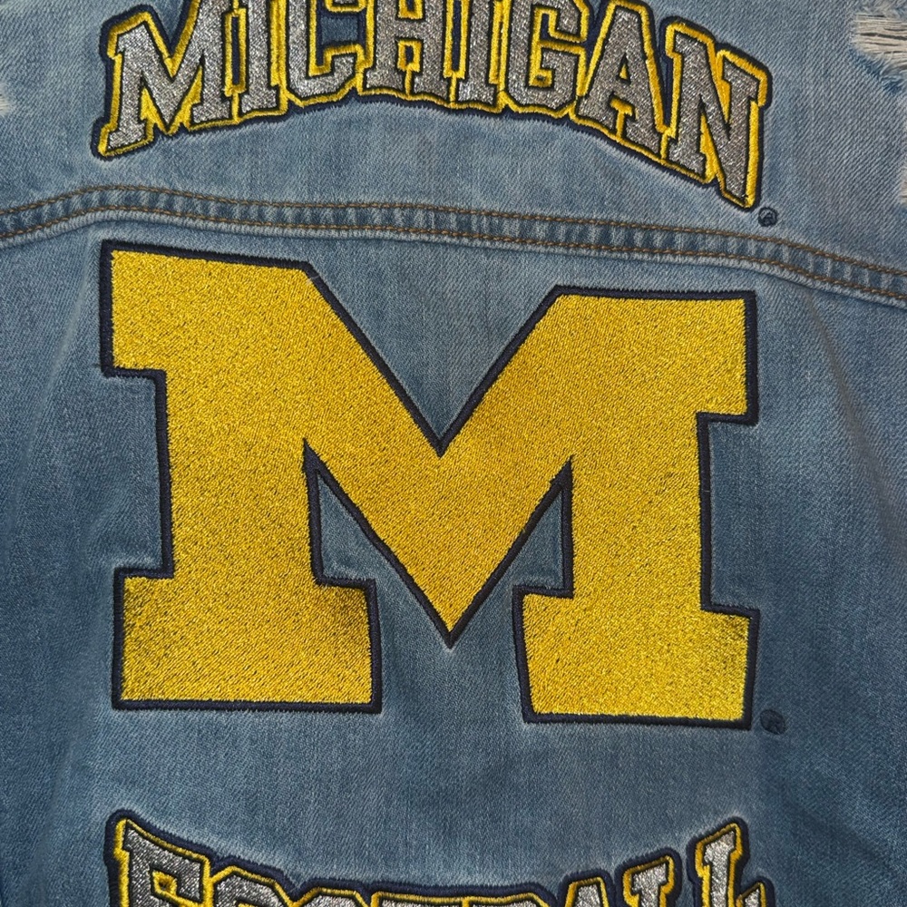 Denim Jacket with Michigan Wolverines - Picture 6 of 6